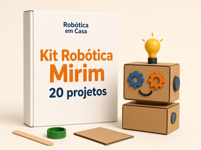 Mockup do Kit Robótica Mirim com 20 projetos de robótica